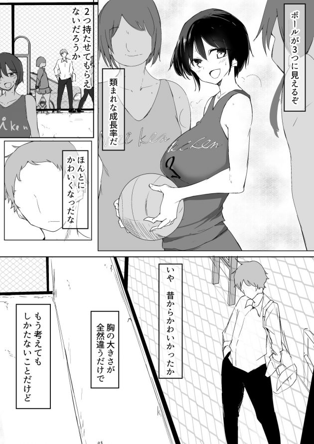 【エロ同人誌】高校のバスケ部に所属する巨乳JKは幼馴染である男と同じマンションに住んでいた。【無料 エロ漫画】